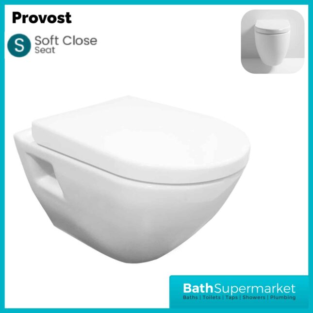 Provost Round Wall Hung Toilet Pan & Soft Close Toilet Seat