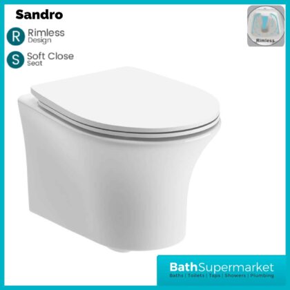 Sandro Round Wall Hung Rimless Bathroom Pan & Soft Close Toilet Seat
