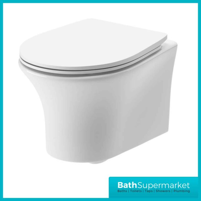 Sandro Round Wall Hung Rimless Bathroom Pan & Soft Close Toilet Seat