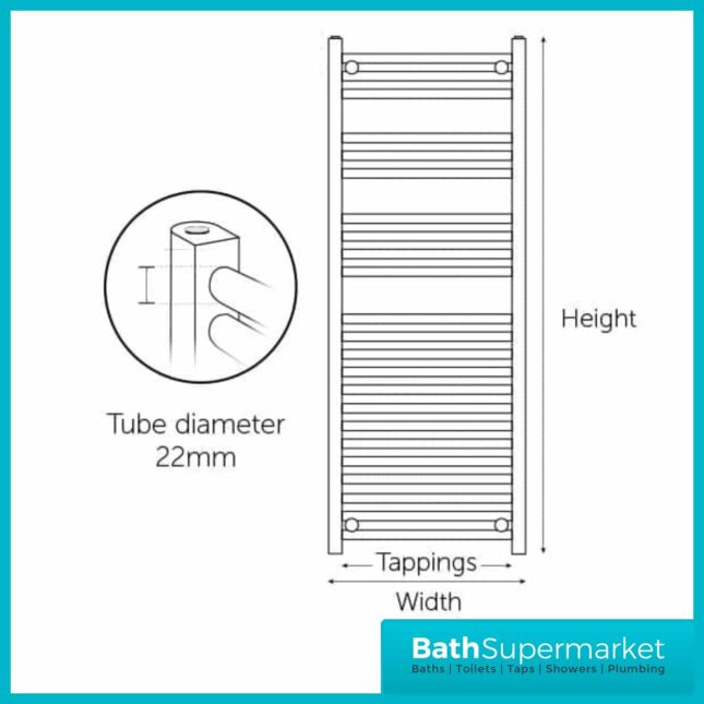 Kartell K-Rail White Straight Towel Rail 500mm Wide - Various Heights