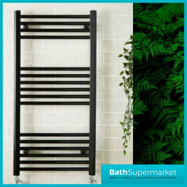 Matt Black Straight Heated Towel Rail 600mm By Various Heights