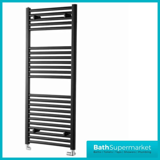 Matt Black Straight Heated Towel Rail 600mm By Various Heights