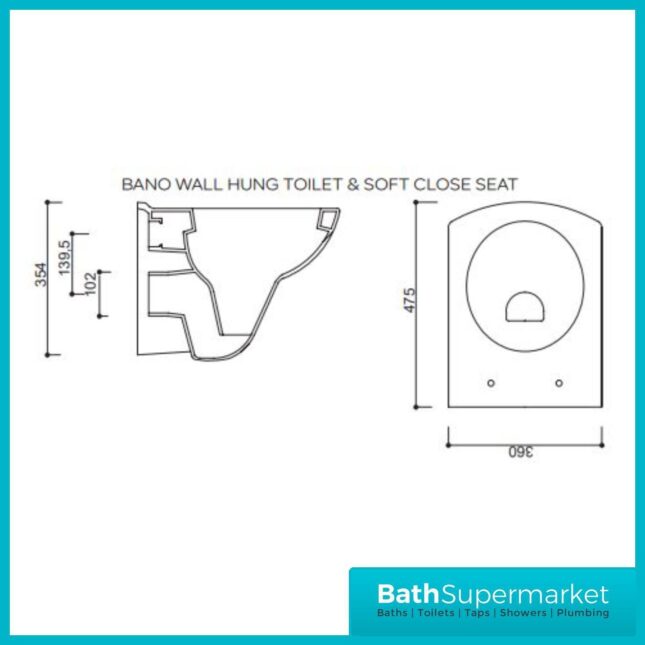 Bano Square Compact Wall Hung Toilet & Soft Close Seat