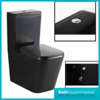 Nero Matt Black Square Close Coupled Rimless Toilet WC & Soft Close Seat - Image 7