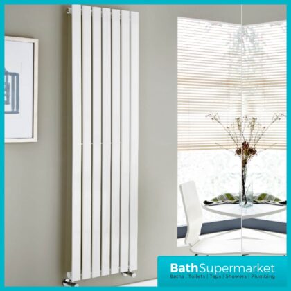 Boston White Designer Radiator 1800mm Wide x Various Heights