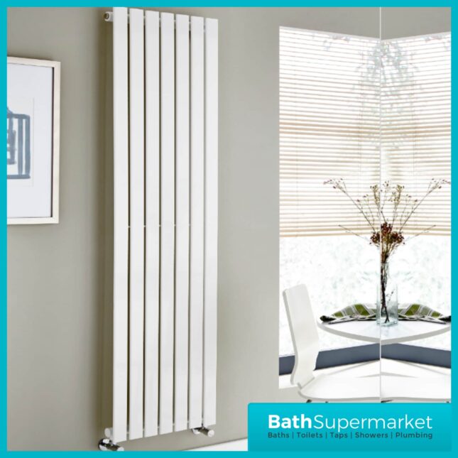 Boston White Designer Radiator 1800mm Wide x Various Heights