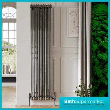 2 Column Raw Metal Vertical Designer Radiator 416mm x 1800mm
