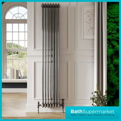 3 Column Raw Metal Vertical Designer Radiator 1800mm Height x Various Widths