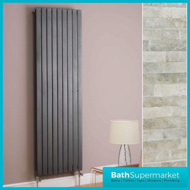 Boston Anthracite Designer Radiator 1200mm Wide x Various Heights