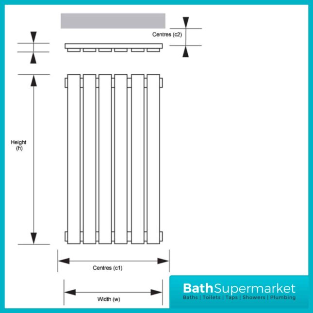 Boston White Designer Radiator 1800mm Wide x Various Heights