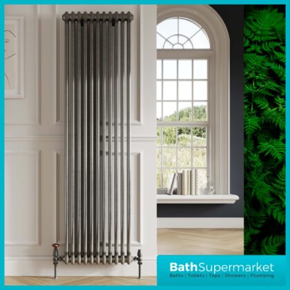 2 Column Raw Metal Vertical Designer Radiator 504mm x 1800mm