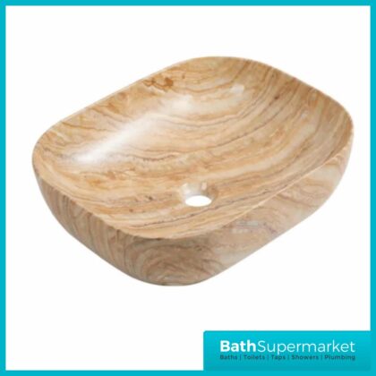 Modern Brown Marble Effect Rectangular Countertop Basin 500mm Width