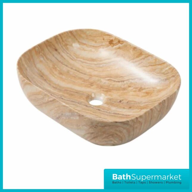 Modern Brown Marble Effect Rectangular Countertop Basin 500mm Width