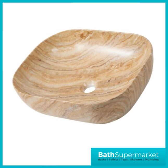 Modern Brown Marble Effect Rectangular Countertop Basin 500mm Width