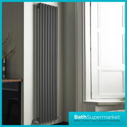 Aspen Matt Anthracite Single Panel Vertical Radiator 420mm Width x 1600mm Height