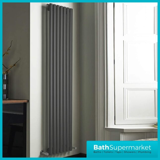 Aspen Matt Anthracite Single Panel Vertical Radiator 420mm Width x 1600mm Height
