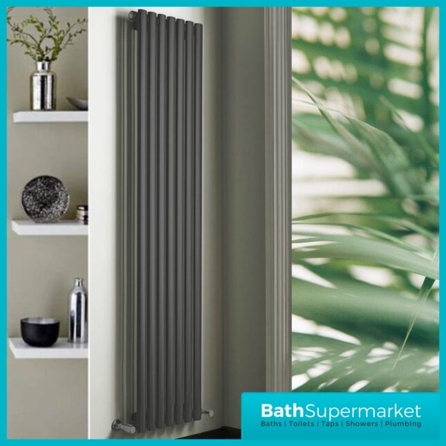 Aspen Anthracite Single Panel Vertical Radiator 1800mm Height x Various Widths