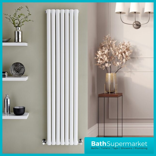 Aspen White Double Panel Vertical Radiator 1800mm Height x Various Widths