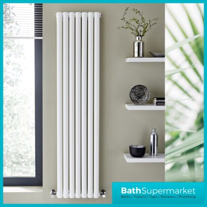 Aspen White Single Panel Vertical Radiator 1800mm Height x Various Widths