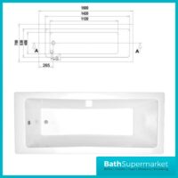 Sanica Square Single Ended Acylic Bath 1600mm x 700mm - NTH