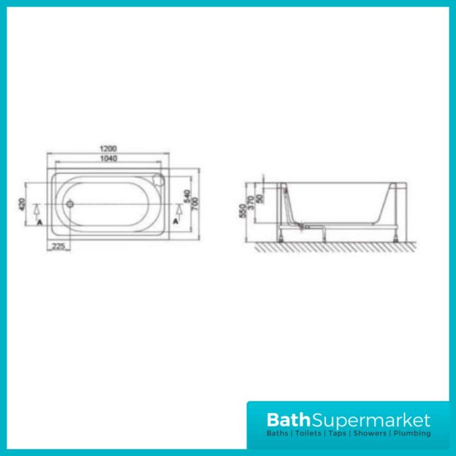Belen Round Single Ended Space Saving Acrylic Bath 1200mm x 700mm