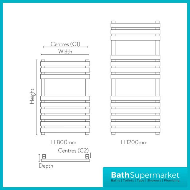 Sognare Vogue Anthracite Ladder Towel Radiator 500mm Wide x 800mm & 1200mm Height