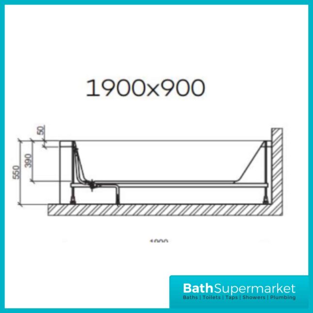 Sanica Granada Square Single Ended Acrylic Bath 1900mm x 900mm - NTH - Image 5