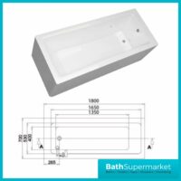 Sanica Granada Square Single Ended Acrylic Bath 1800mm x 700mm - NTH - Image 3