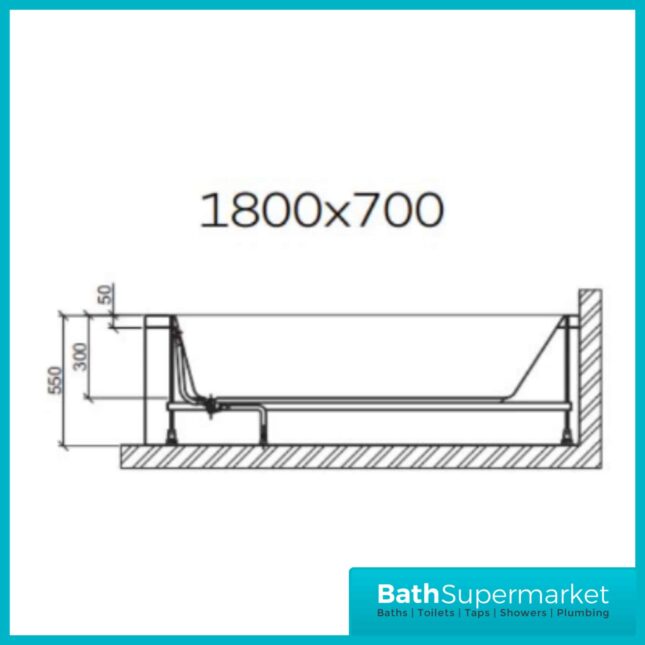 Sanica Granada Square Single Ended Acrylic Bath 1800mm x 700mm - NTH