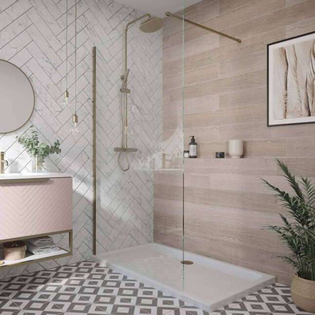 Sognare Brushed Brass Wetroom Screen Panels & Support Arm 600mm - 1200mm Width - Image 5