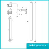 Sognare S8 Black Wetroom Screen Panels & Support Arm 700mm - 1200mm Width