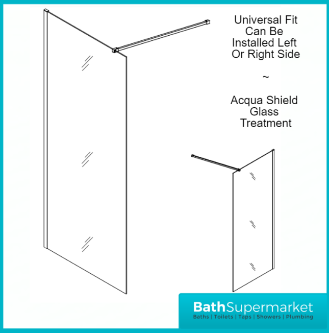 Sognare S8 Black Wetroom Screen Panels & Support Arm 700mm - 1200mm Width