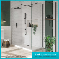 Sognare S8 Black Wetroom Screen Panels & Support Arm 700mm - 1200mm Width