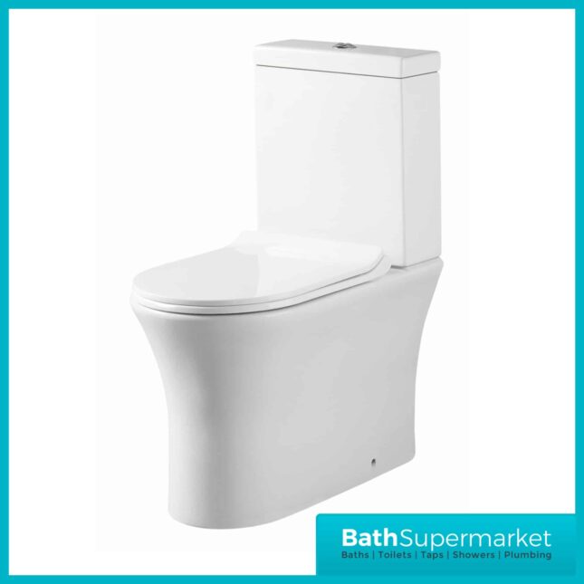 Deia Comfort Height Rimless Closed Coupled Toilet Pan WC & Soft Close Seat