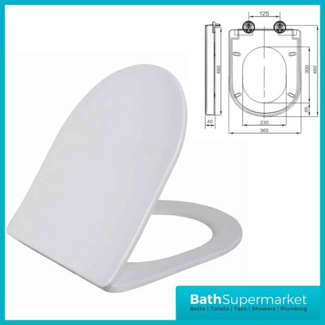 Deia Comfort Height Rimless Closed Coupled Toilet Pan WC & Soft Close Seat