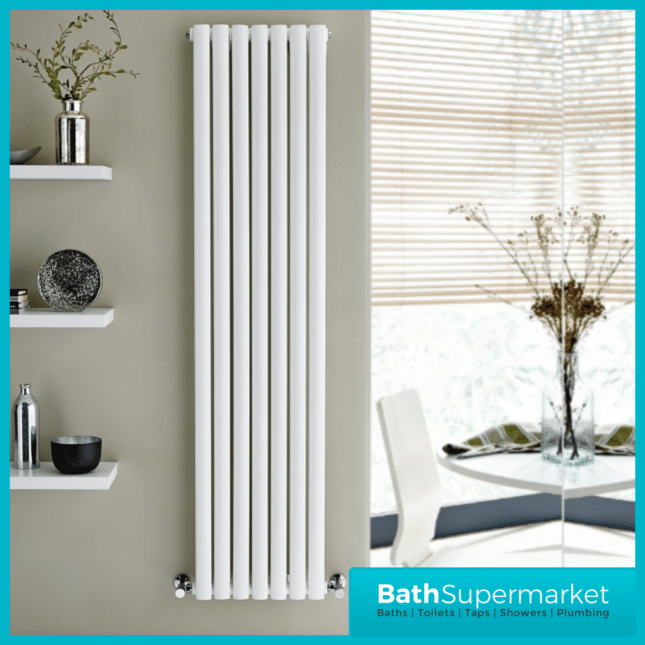 Aspen White Single Panel Vertical Radiator 1800mm Height x Various Widths