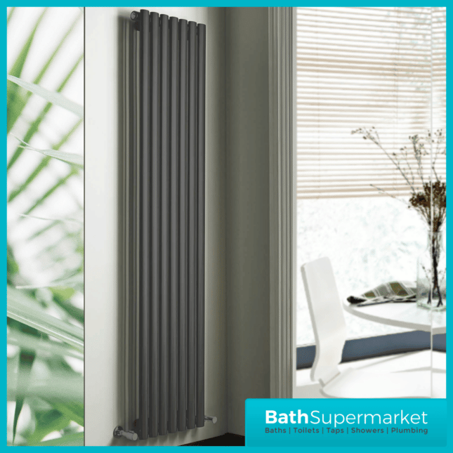 Aspen Anthracite Double Panel Vertical Radiator 1800mm Height x Various Widths