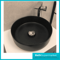 Modern Matt Black Round Countertop Basin 360mm Width