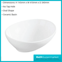 Modern Gloss White Oval Countertop Basin 410mm Width
