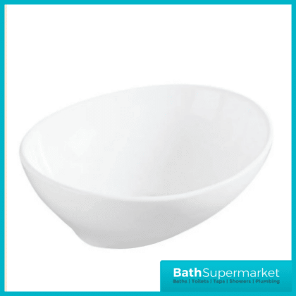 Modern Gloss White Oval Countertop Basin 410mm Width
