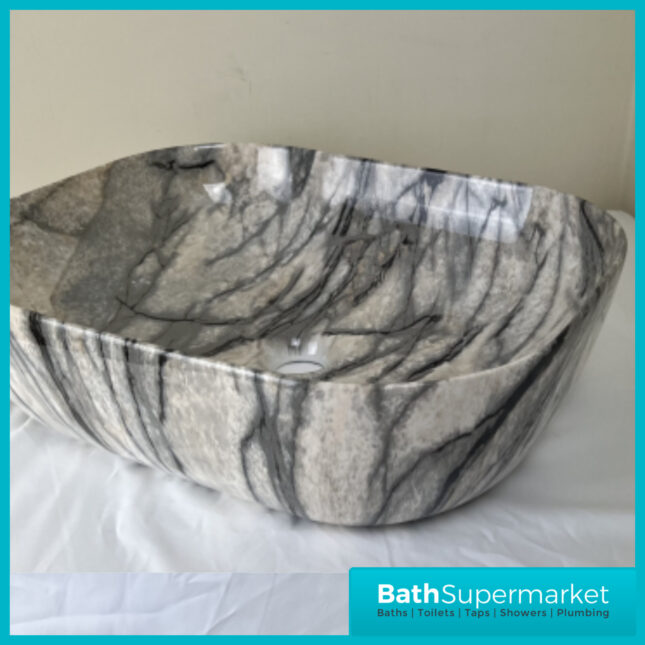 Modern Cream Marble Effect Rectangular Countertop Basin 500mm Width
