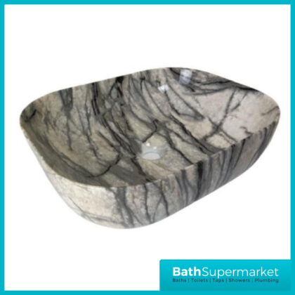 Modern Cream Marble Effect Rectangular Countertop Basin 500mm Width