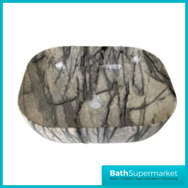 Modern Cream Marble Effect Rectangular Countertop Basin 500mm Width