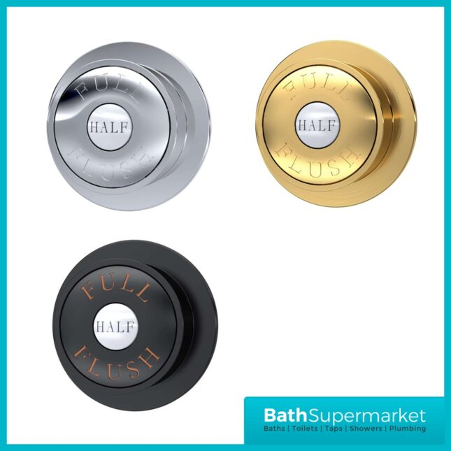 Hudson Reed Matt Black Traditional Round Dual Flush WC Push Button