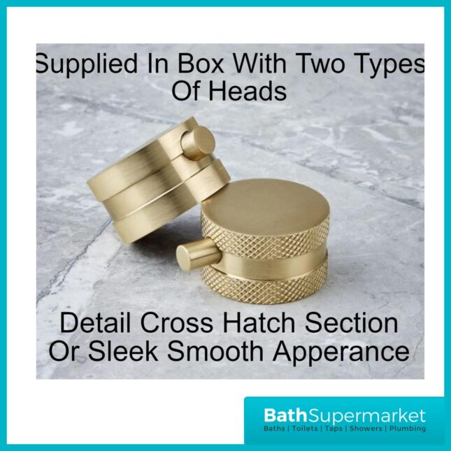 Knurled Round Brushed Brass Basin Wall Mounted Basin Tap With Screw Head 2 Types