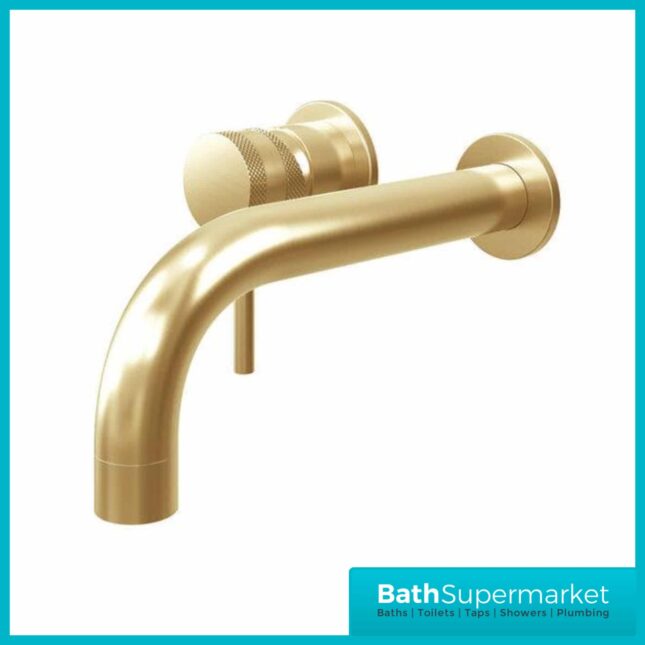 Knurled Round Brushed Brass Basin Wall Mounted Basin Tap With Screw Head 2 Types