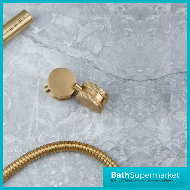 Sognare Knurled Core Brushed Brass Round Thermostatic Bar Mixer Valve Shower Set - Image 3