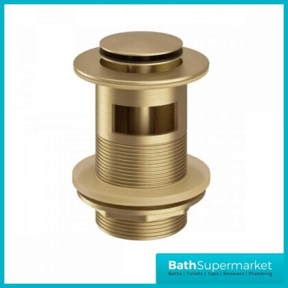 Brushed Brass Slotted Push Button-Pop Up Basin Waste Click Clack