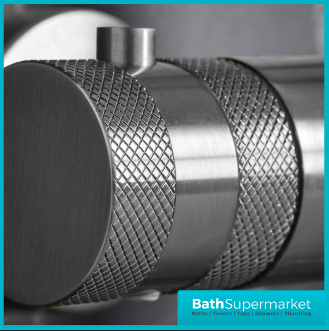 Sognare Knurled Chrome Round Thermostatic Bar Mixer Valve Shower Set