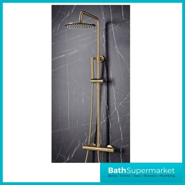 Sognare Core Brushed Brass Round Thermostatic Bar Mixer Valve Shower Set